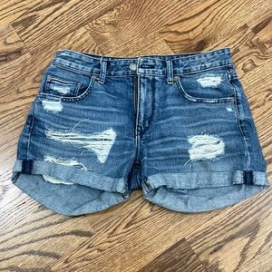 Lovers + Friends cuffed distressed denim shorts